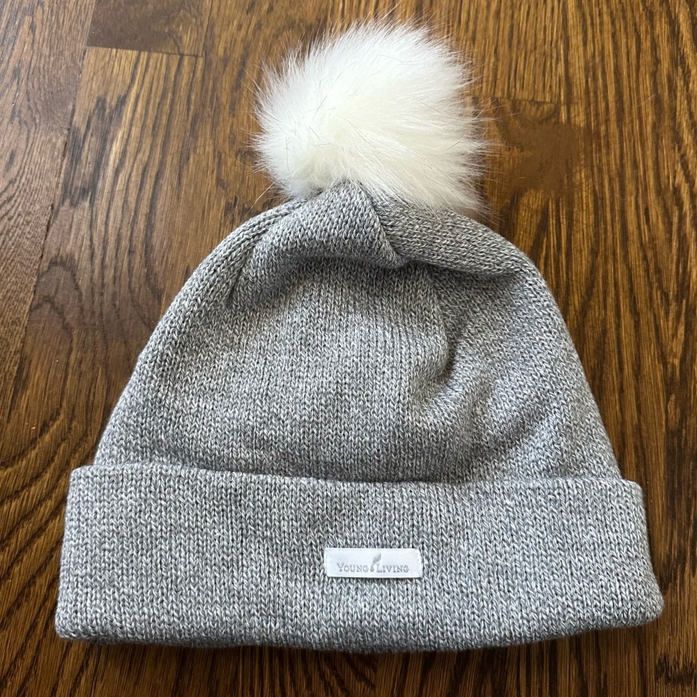Young Living knit Pom Pom beanie hat
